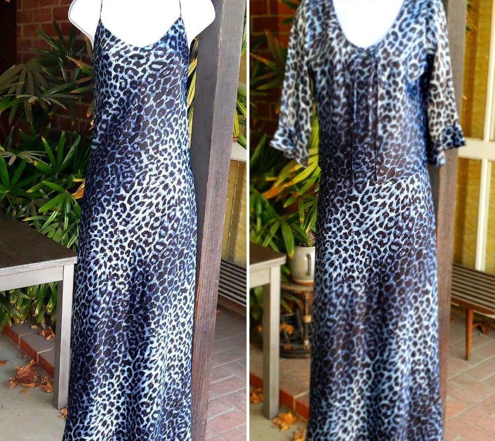 Lapis Long Set Satin Chemise Slip Dress Gown Large